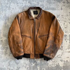 Vintage 80s Avirex G-2 U.S. Navy Flight Leather Bomber Jacket